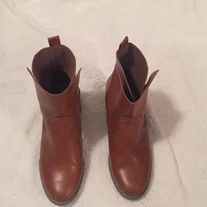 Brown leather booties